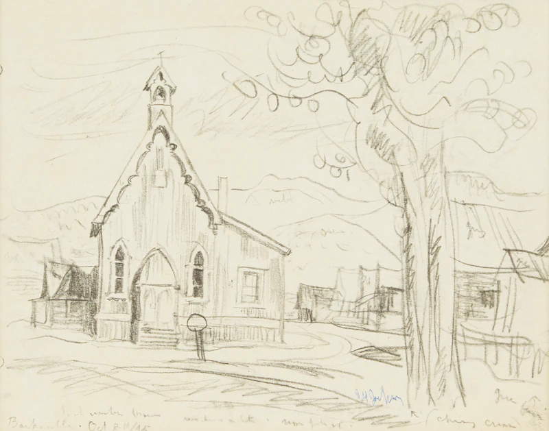Alexander Young Jackson, The Church of St. Saviour’s in Barkerville, B.C., October 8, 1945