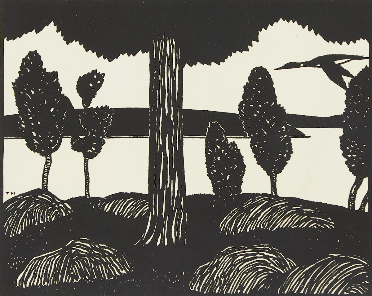 Thoreau MacDonald, Morning Lake; Northern Summer; Harvest; Autumn-Farmhouse, four lithographs
