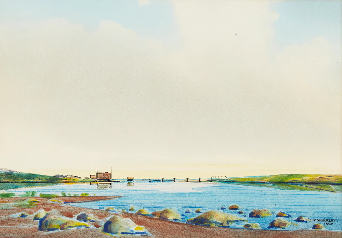 Robert N. Hurley, Shoreline Landscape, watercolour, 1969