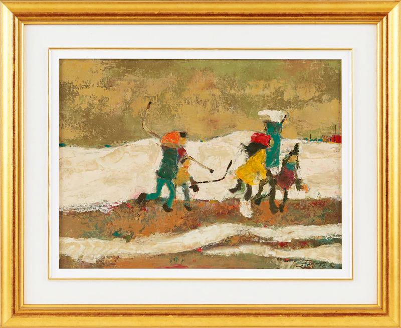 William Arthur Winter, Skating, oil on canvas board, 1981 - view 2
