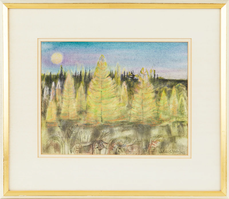 William Abernethy Ogilvie, Tamarac in Moonlight, watercolour, 1977 - view 2