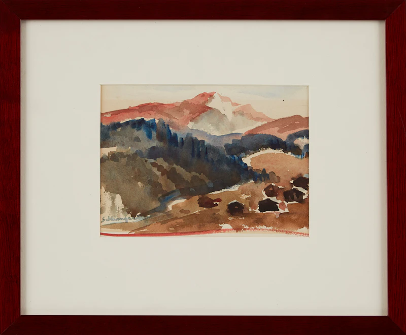 Oscar Schlienger, Mountain Landscape, watercolour - view 2