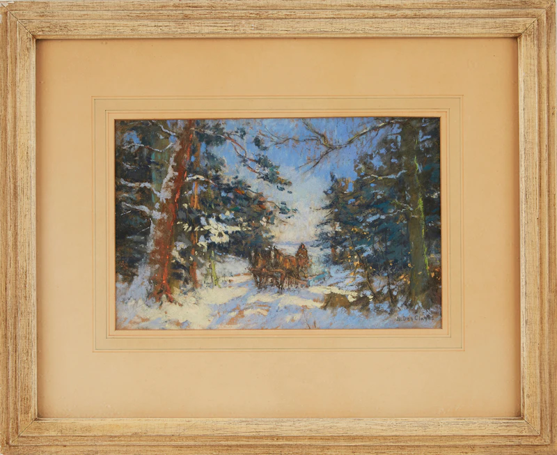 Berthe Des Clayes, Sleighing Scene, pastel on paper - view 2