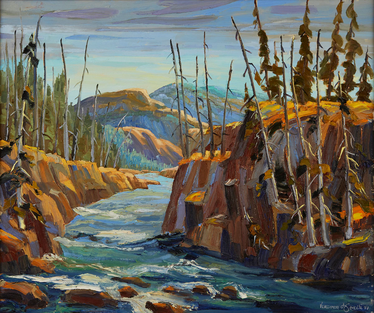Vladimir Horik, River Landscape, oil on canvas, 1977