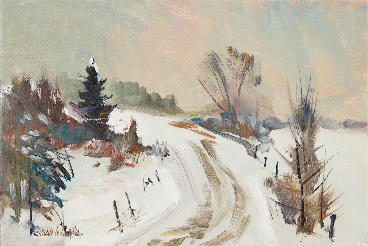 Bruce Le Dain, Winter Road, Wolfe County, Que., oil on canvas