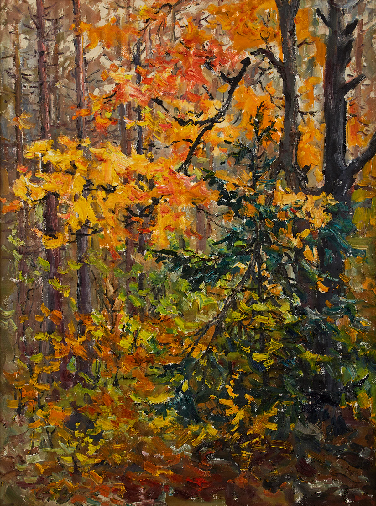 Guttorn Otto, Autumn Leaves, oil on board