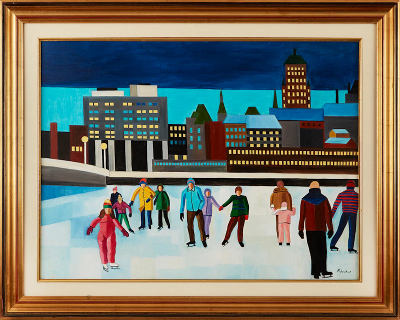 Claude Picher, Les patineurs sur la rivière St-Charles, oil on canvas, 1989 - view 3