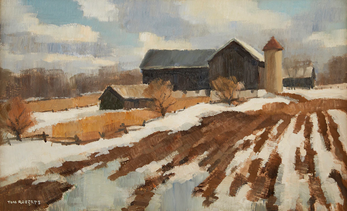 Thomas Keith Roberts, Kilbride Farm in March, oil on board