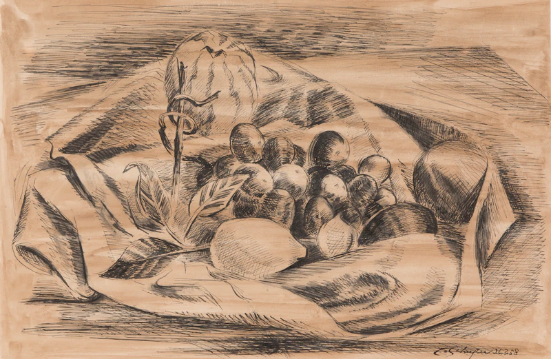 Carl Fellman Schaefer, Bountiful Harvest, ink and wash, 1958 - view 2