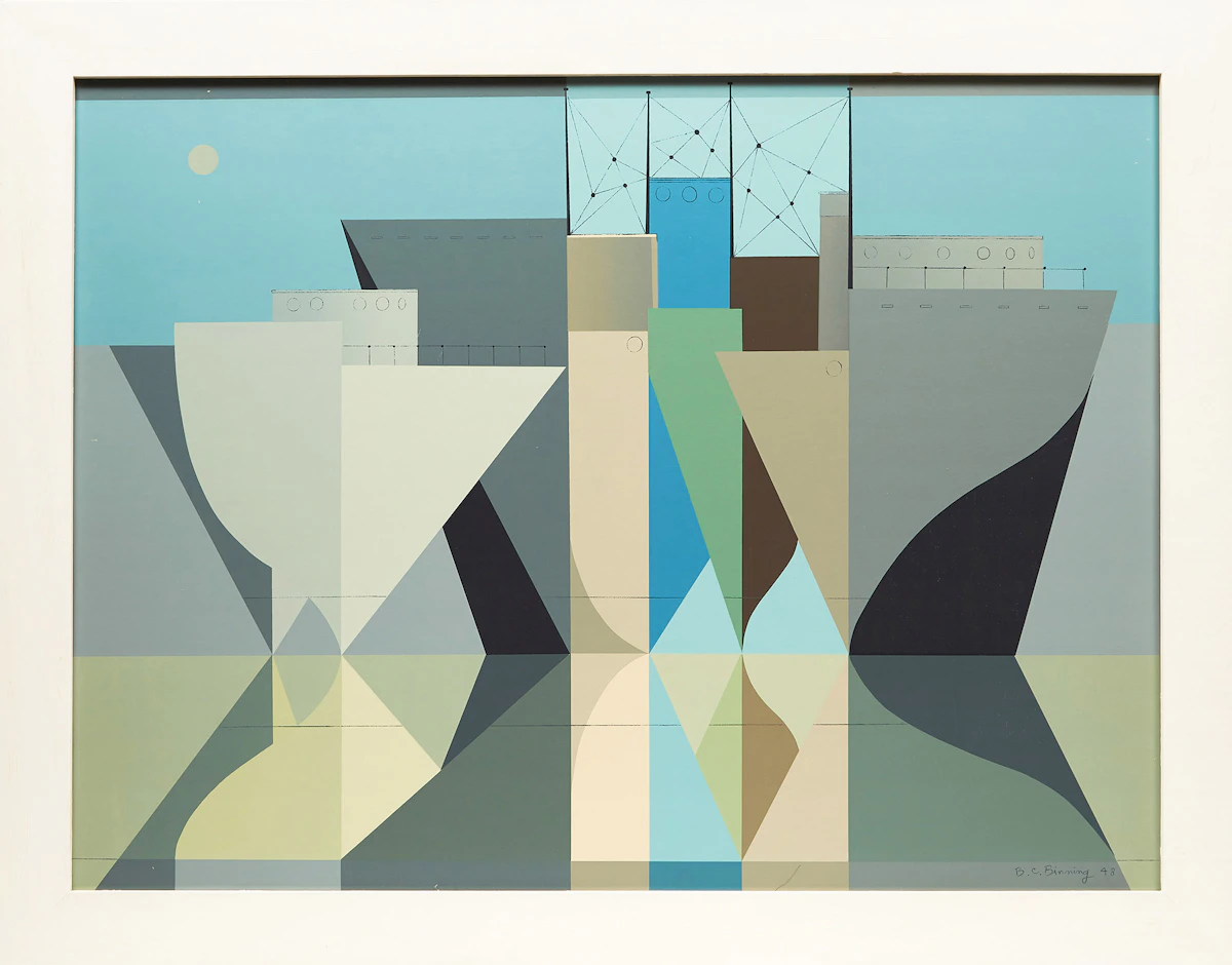 Bertram Charles Binning, Ships in Classical Calm, sampson-matthews silkscreen, 1948