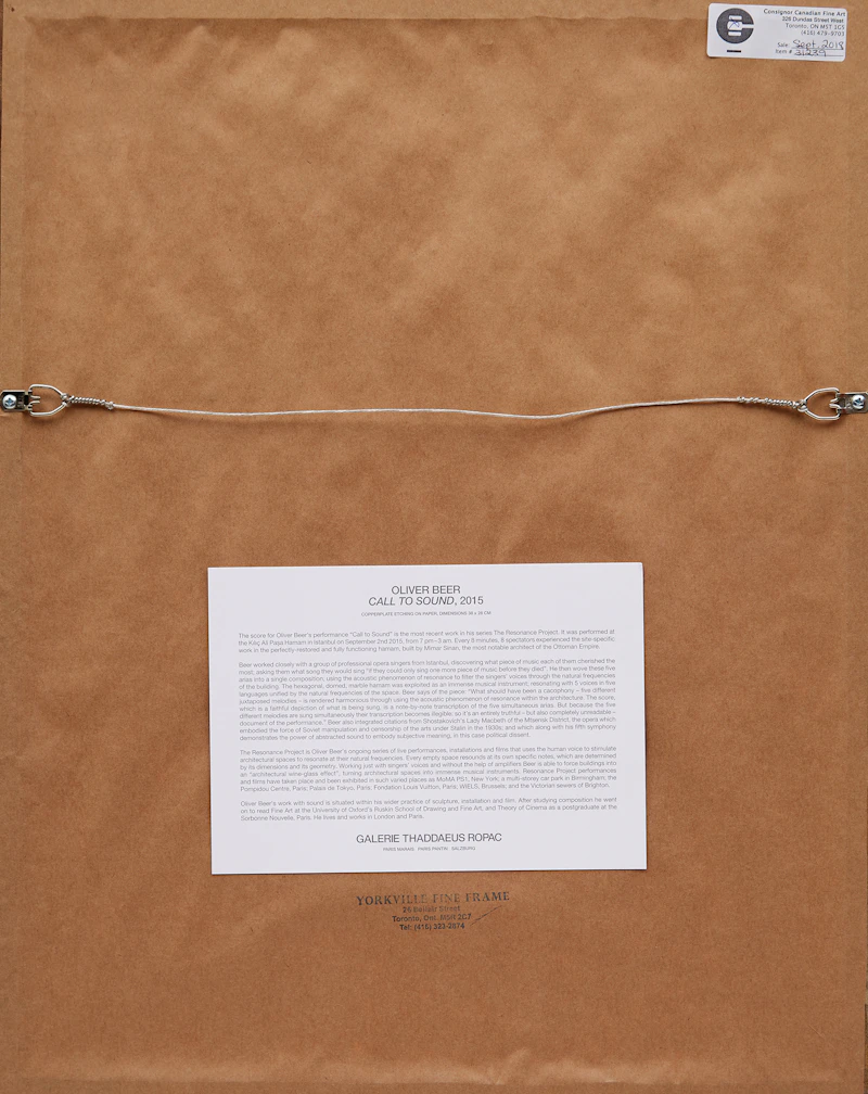 Oliver Beer, Call to Sound, copperplate etching on paper, circa 2015 - view 3