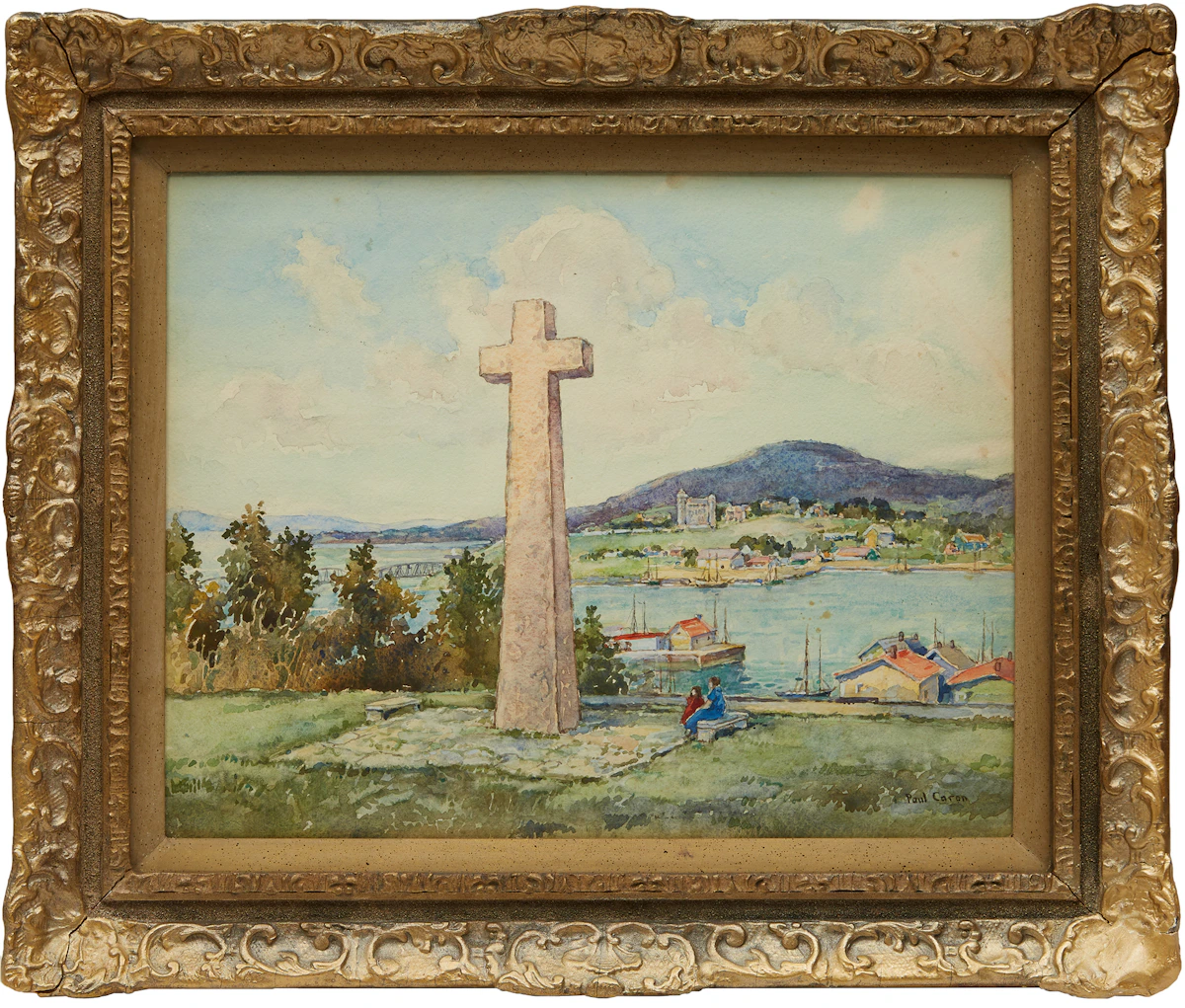 Paul Archibald Caron, Quebec City view from Lévis, watercolour