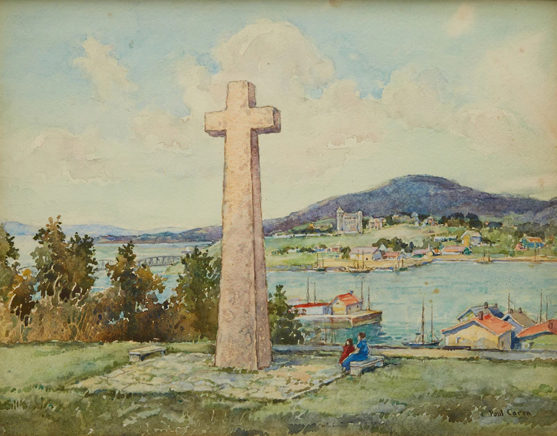 Paul Archibald Caron, Quebec City view from Lévis, watercolour - view 2