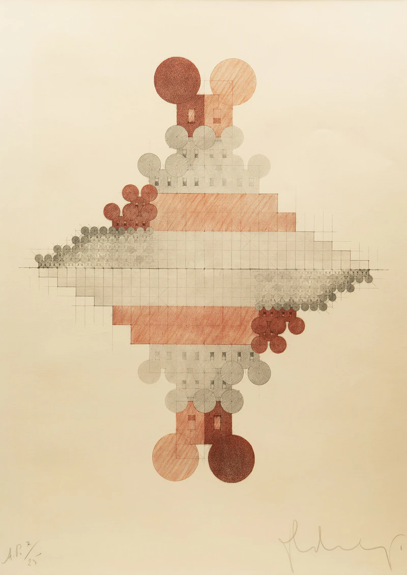 Unknown Artist, Geometric Mouse Pyramid Double D, colour lithograph on paper - view 2