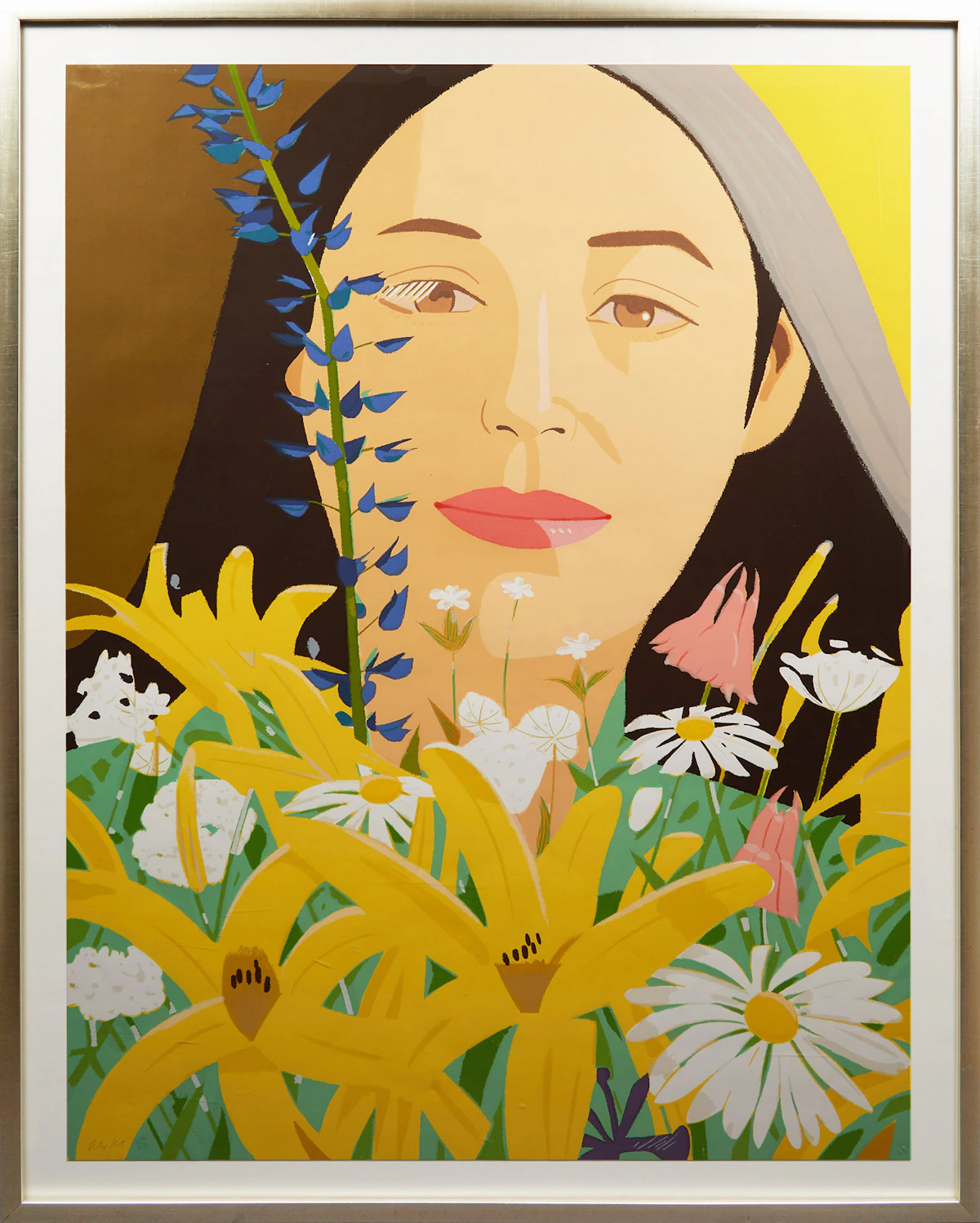 Alex Katz, Ada with Flowers, colour silkscreen on paper