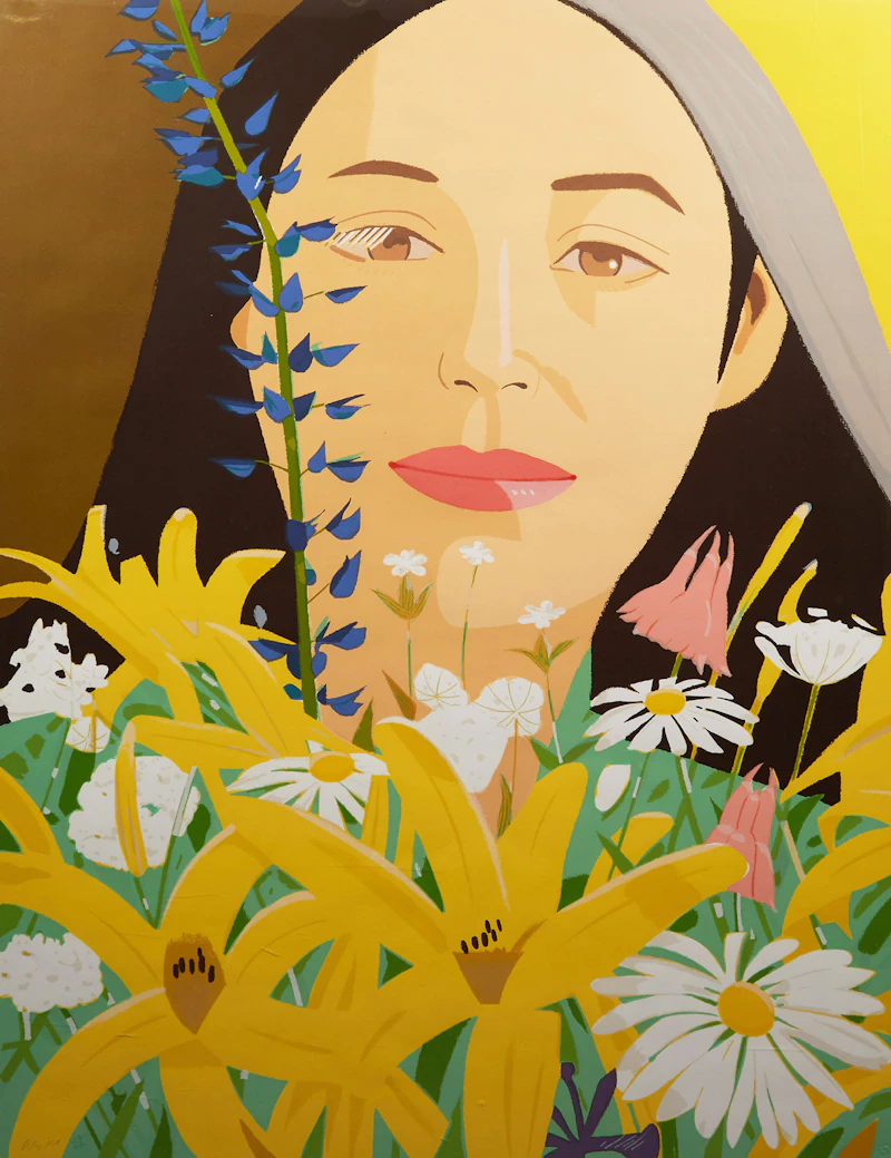 Alex Katz, Ada with Flowers, colour silkscreen on paper - view 2