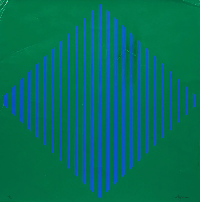 Blue Diamond on Green Ground by Karl Benjamin