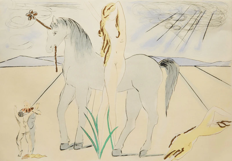 Salvador Dalí, Lady Godiva, colour etching with gold application - view 2