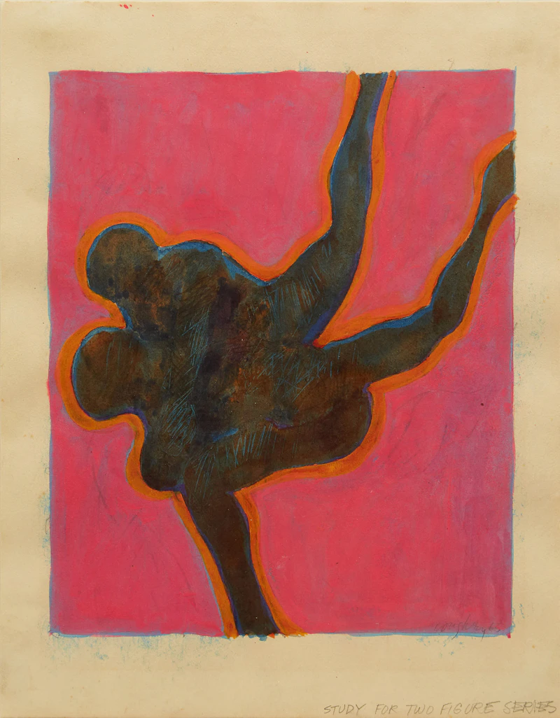 John Graham Coughtry, Study for Two Figure Series, mixed media on paper, 1965 - view 2