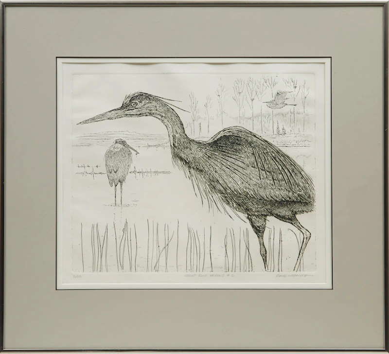 Eric Nasmith, Great Blue Herons #2, etching - view 2