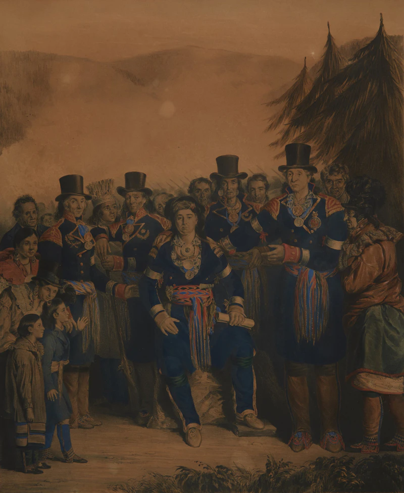 Henry D Thielcke, The Presentation of a Newly Elected Chief of the Huron Tribe, Canada, colour lithograph - view 2