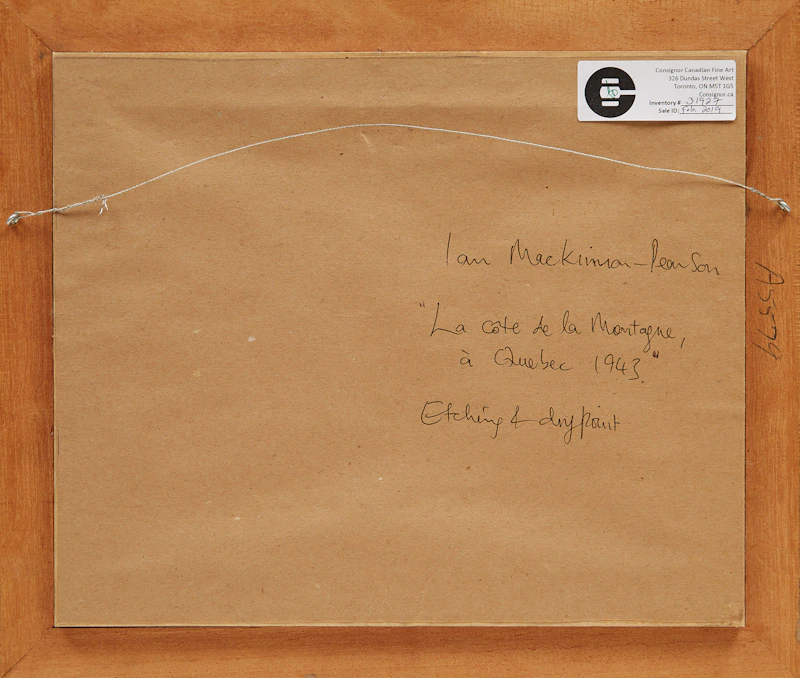 Ian MacKinnon-Pearson, La côte de la Montagne, à Quebec, etching and drypoint, 1948 - view 3