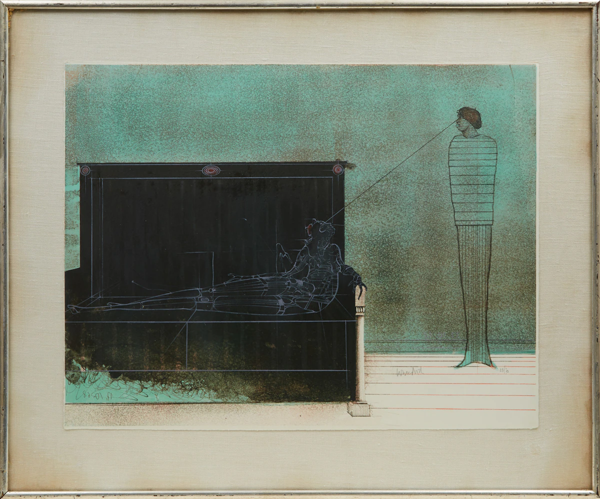 Paul Wunderlich, Flirt, colour lithograph, 1968