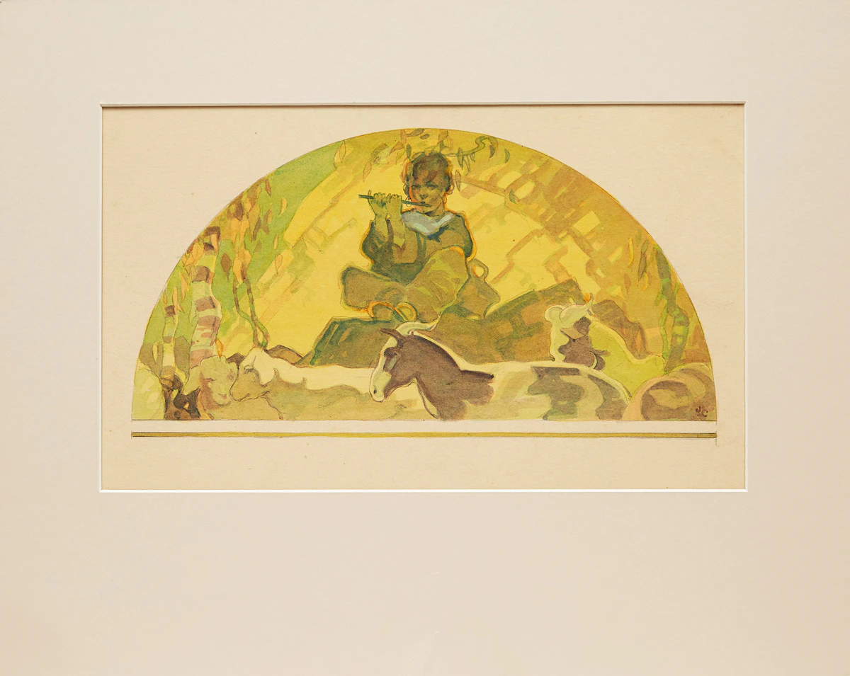 John Ford Clymer, Study for Mural, watercolour