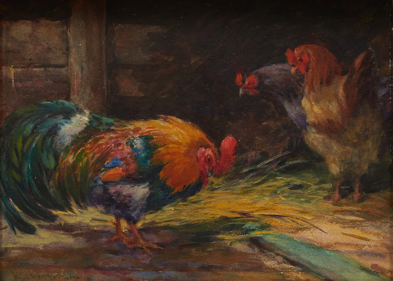 Elizabeth Annie McGillivray Knowles, Roosters, watercolour - view 2