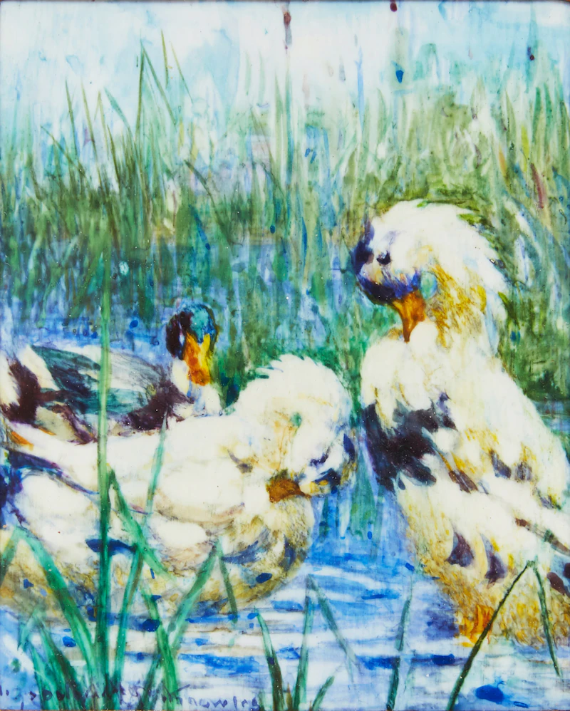 Elizabeth Annie McGillivray Knowles, Roosters; Ducks and Geese, two watercolours - view 5