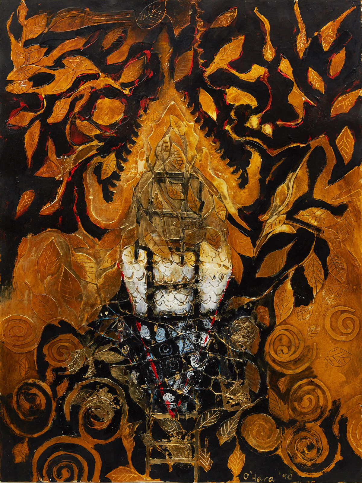 Pat O’Hara, Spirit House #16, mixed media collage on paper, 1990