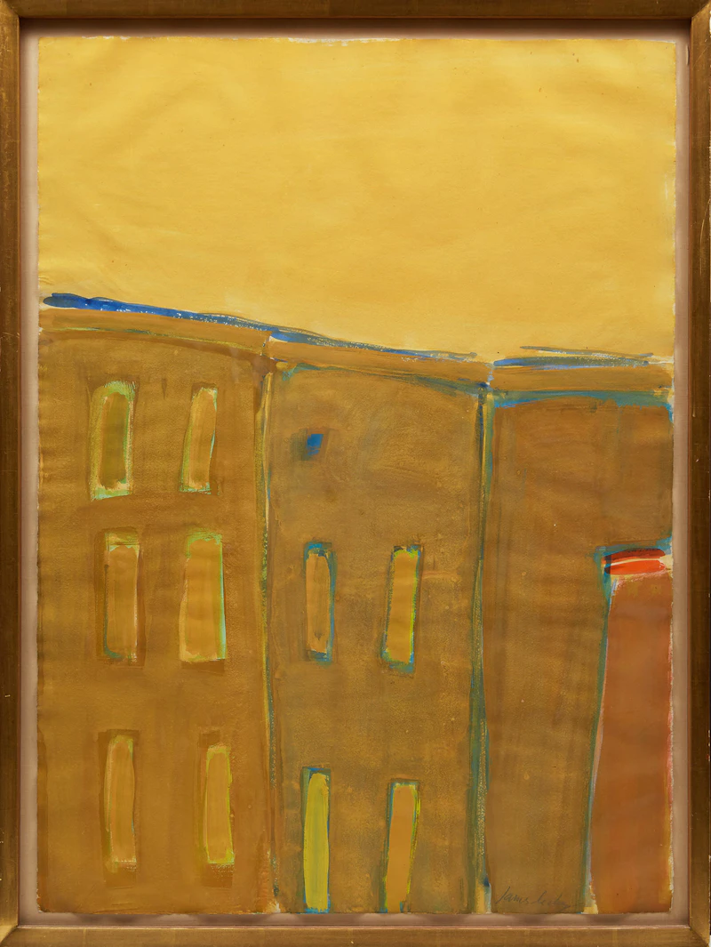 James Lechay, Three Buildings, Sky in Naples Yellow