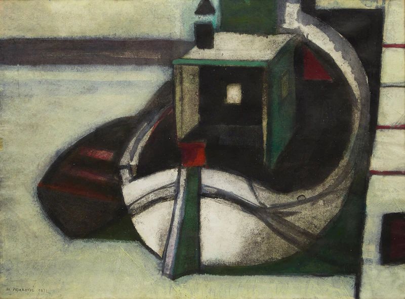 M Pejakovic, Docked Boat, gouache, 1972 - view 2