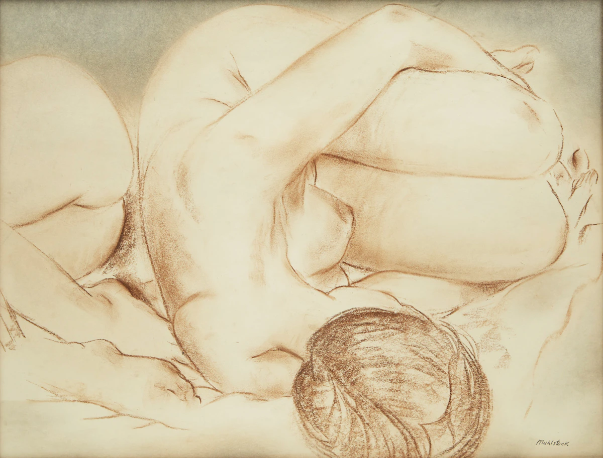 Louis Muhlstock, Nude, coloured chalks on paper