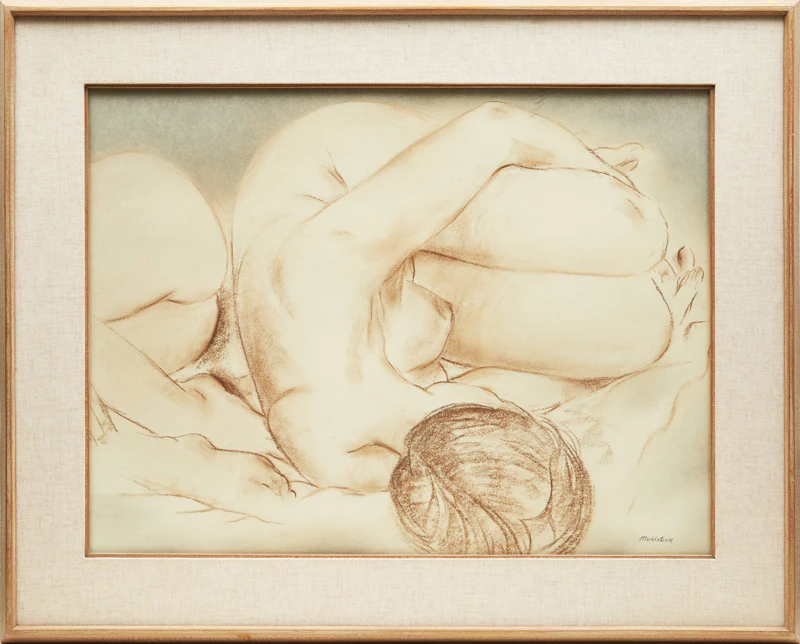 Louis Muhlstock, Nude, coloured chalks on paper - view 2