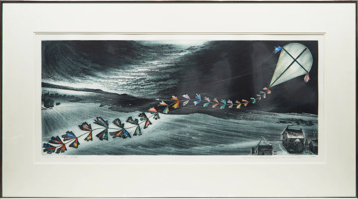 David Lloyd Blackwood, March Kite, colour etching and aquatint, 1986