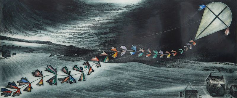 David Lloyd Blackwood, March Kite, colour etching and aquatint, 1986 - view 2