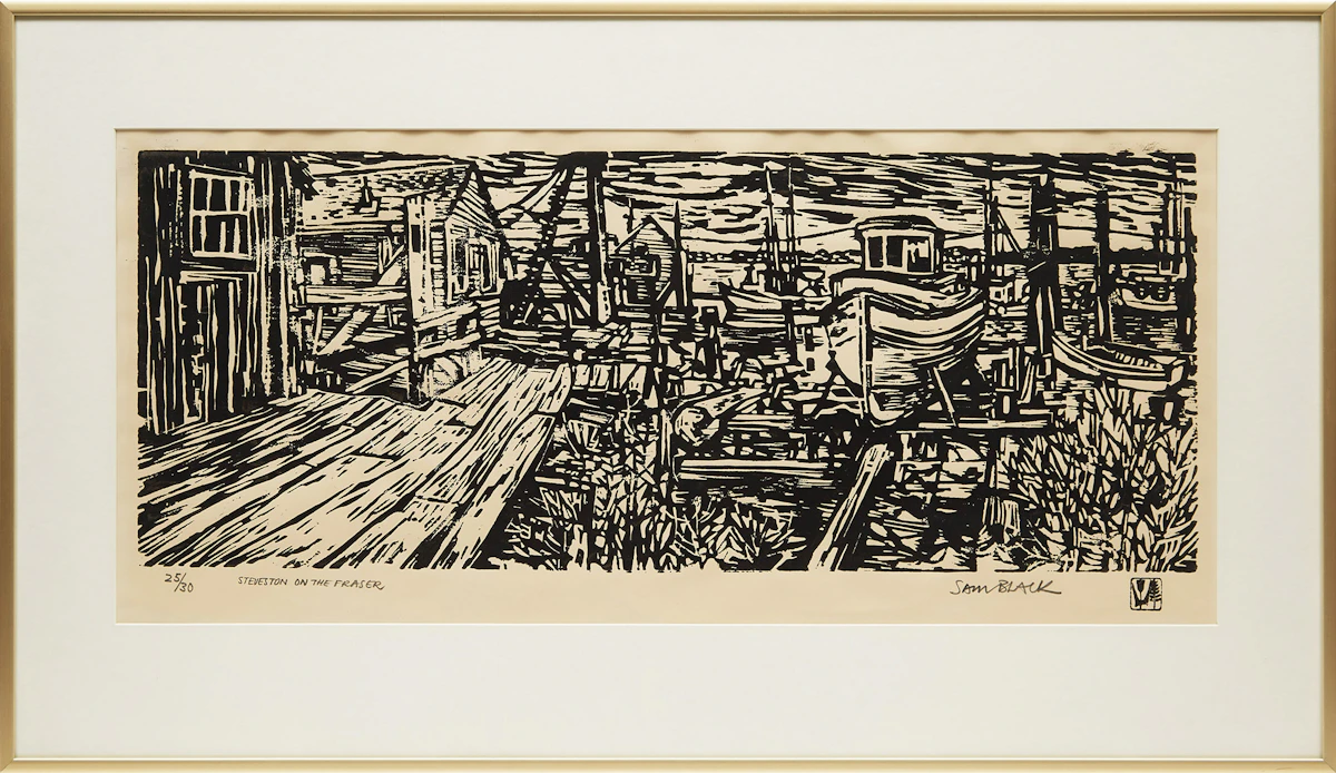 Sam Black, Stevenson on the Fraser, woodblock