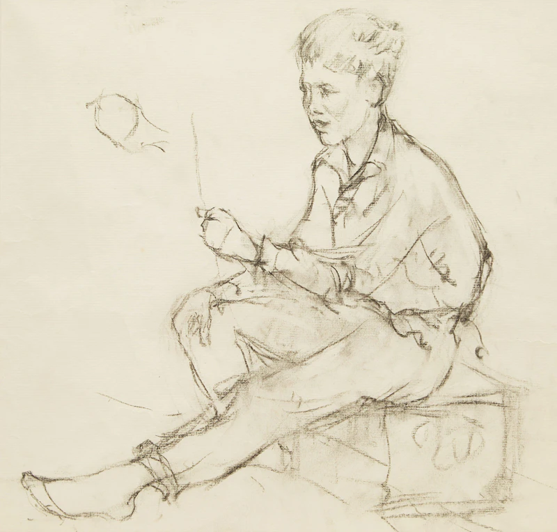 Manly Edward MacDonald, Portrait of Duncan, the Artist’s Son, charcoal drawing - view 2