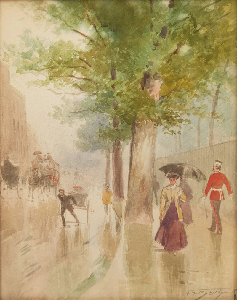 Frederic Marlett Bell-Smith, European Street Scene, watercolour - view 2
