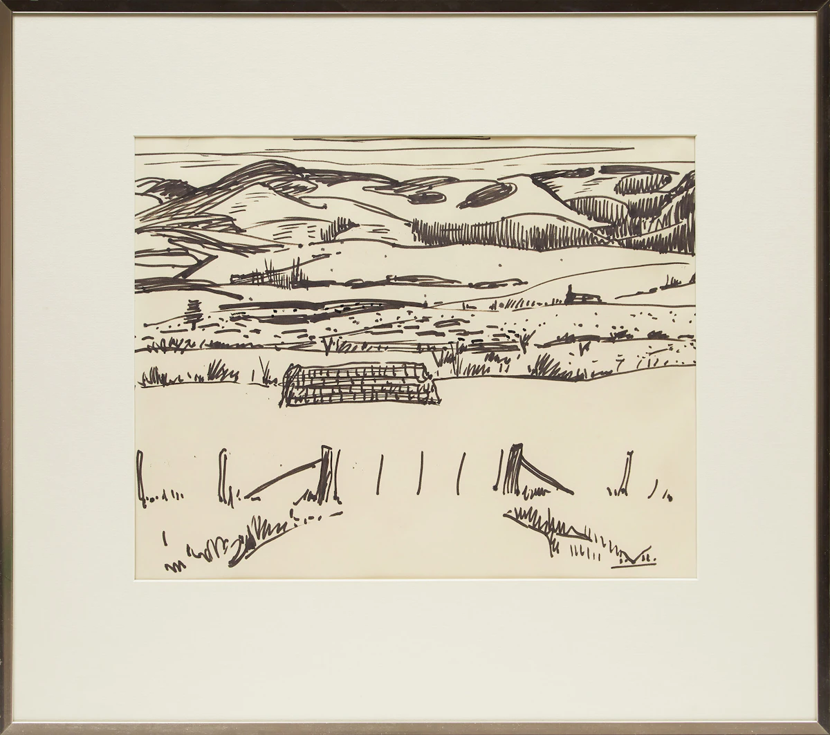 Illingworth Holey Kerr, Mountain Landscape, felt marker drawing