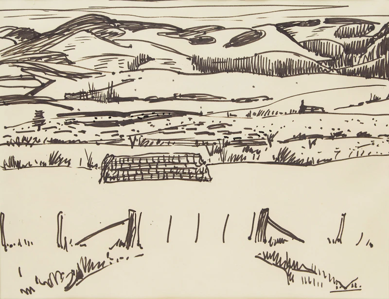 Illingworth Holey Kerr, Mountain Landscape, felt marker drawing - view 2