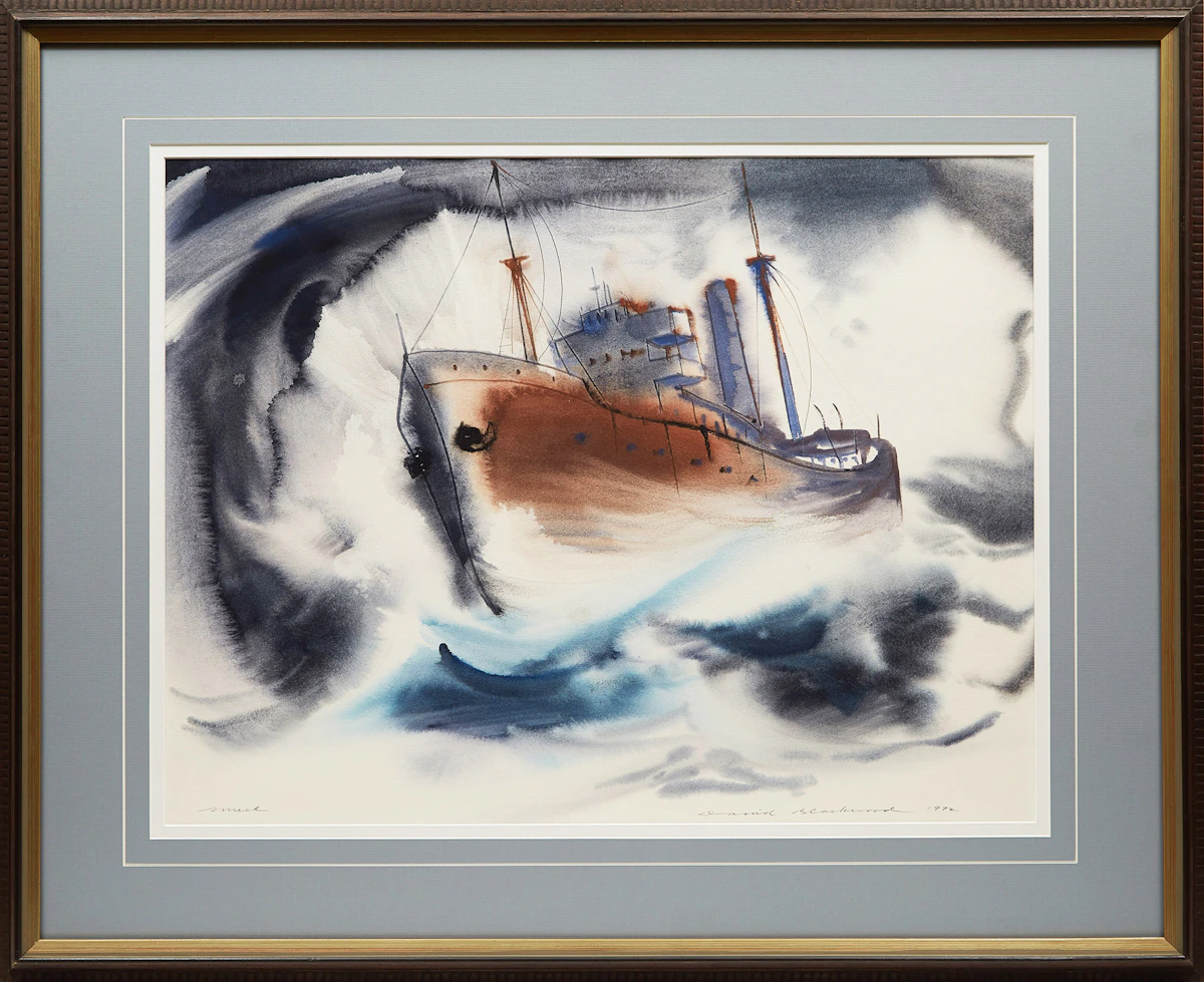 David Lloyd Blackwood, Wreck, watercolour, 1972