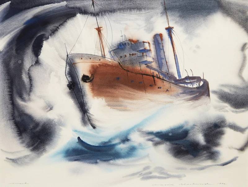 David Lloyd Blackwood, Wreck, watercolour, 1972 - view 2