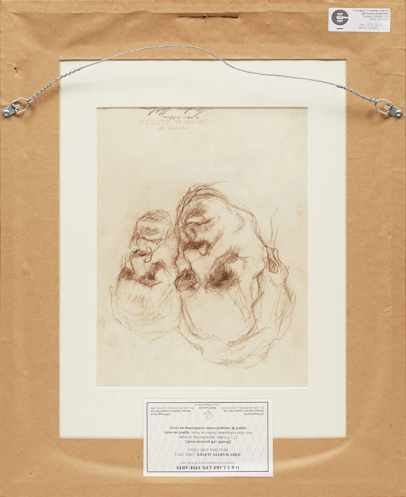 John Alfsen, Double Self Portrait Study, double-sided sepia drawing - view 3