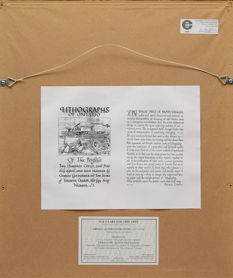 Thomas Albert Stone, Meadowvale, lithograph - view 3