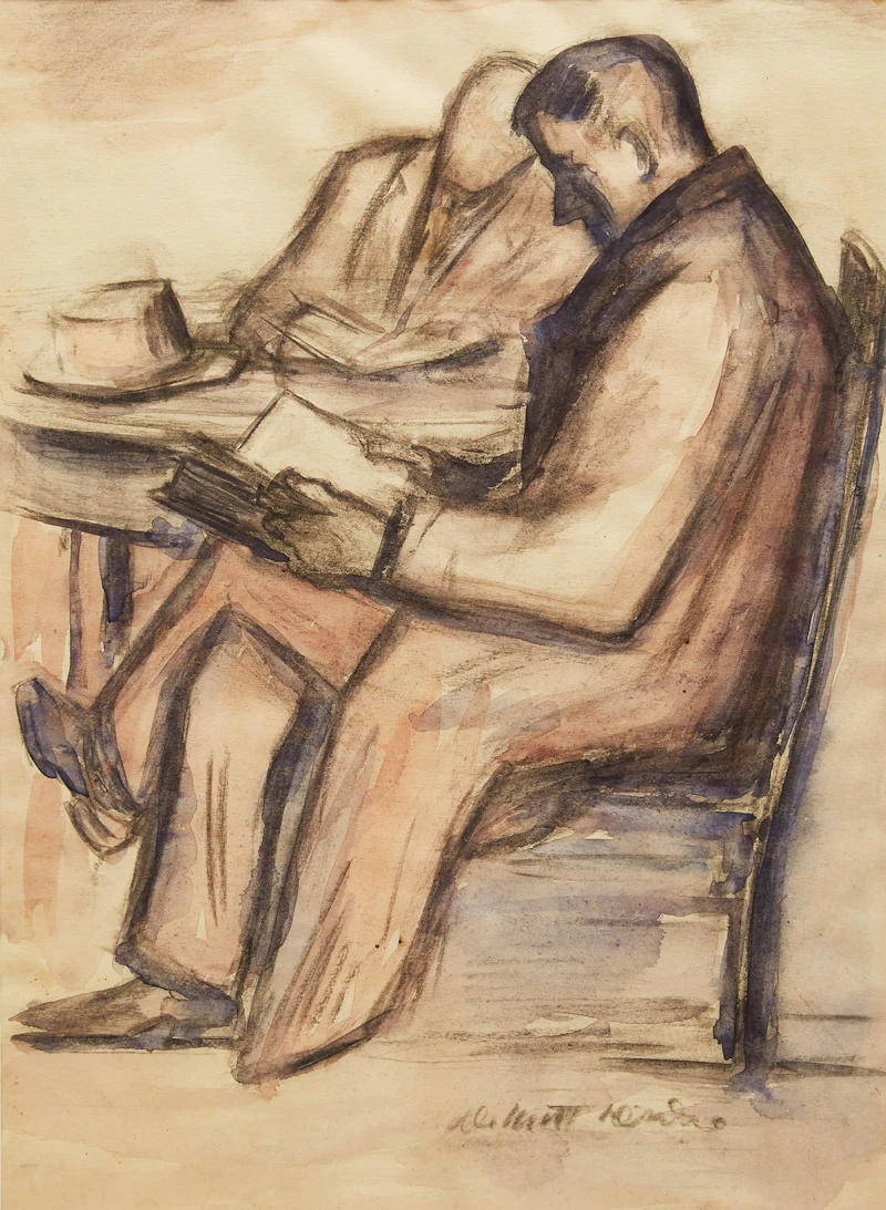 Dewitt Drake, Readers, watercolour - view 2