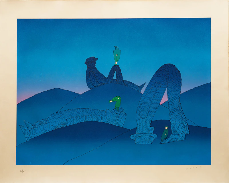 Untitled Surrealist Landscape by Jean-Michel Folon