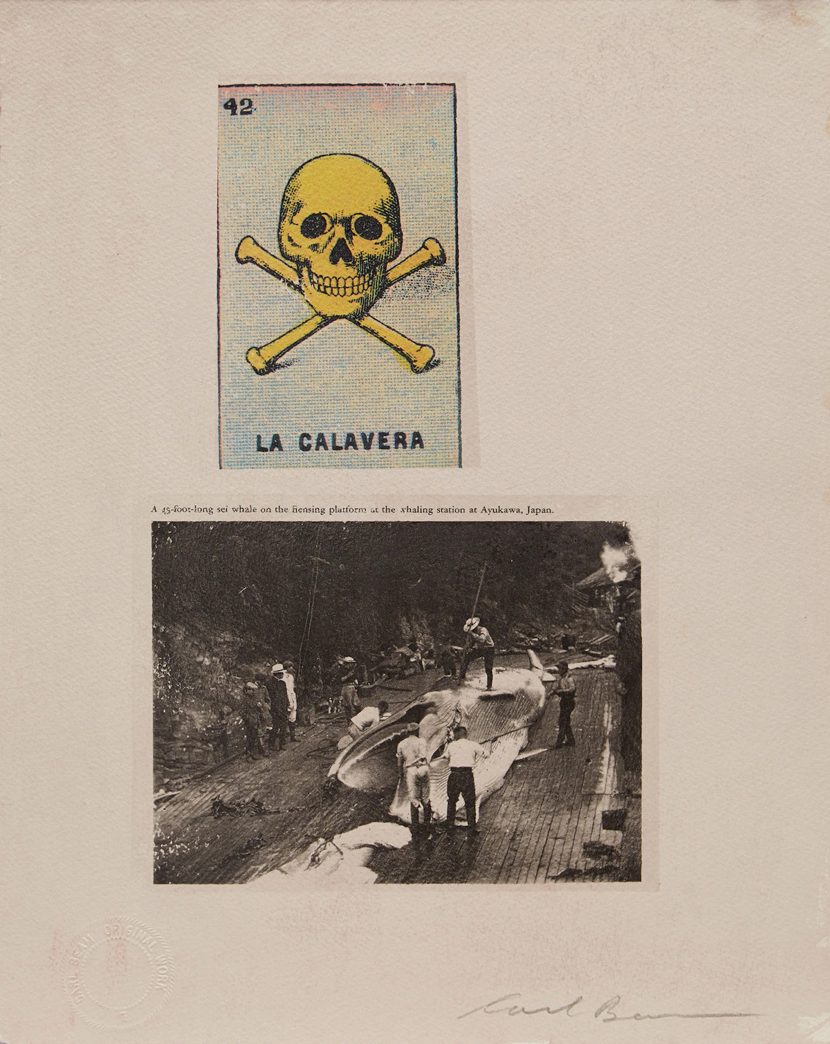 Carl Beam, La Calavera, mixed media print