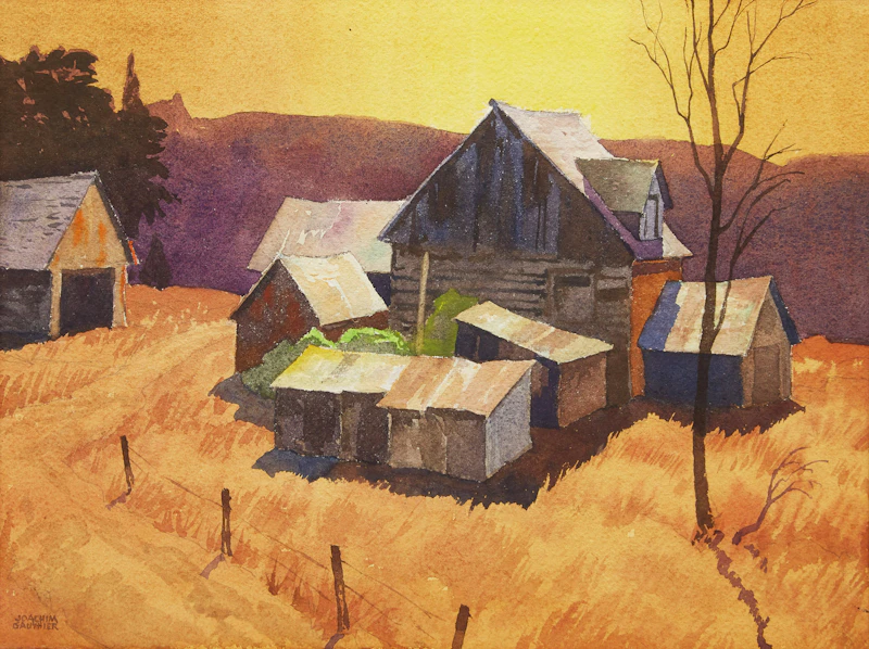 Joachim George Gauthier, Ontario Farm, watercolour laid down, 1973 - view 2